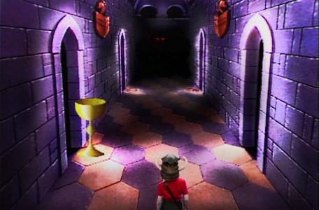 Knightmare Series 1 Team 6. A chalice symbol marks the way ahead from the Corridor of the Catacombs.
