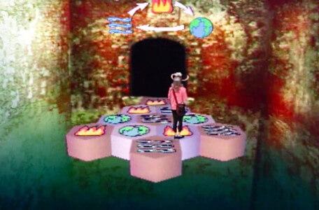 Knightmare Series 5 Team 3. Sarah progresses through a causeway of fire, earth and water.