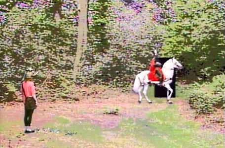 Knightmare Series 5 Team 3. Sir Hugh de Wittless rides into a clearing.