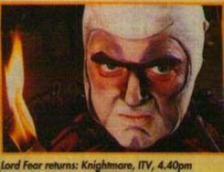 Promotional shot of Mark Knight as Lord Fear from What's on TV Magazine in September 1994.